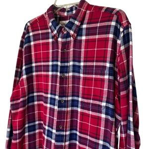 SADDLEBRED Men Size XL Classic Fit Red Plaid flannel button up long sleeve shirt